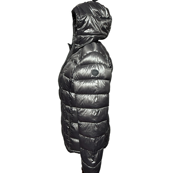 Calvin Klein Puffer Jacket Womens XL Gray Packable Premium Down Hooded Full Zip - Picture 8 of 13